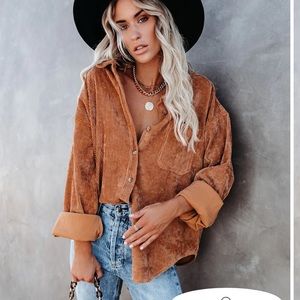 Wishlist Apparel Kamryn Wide Whale Corduroy Button Up Oversized Shirt Country